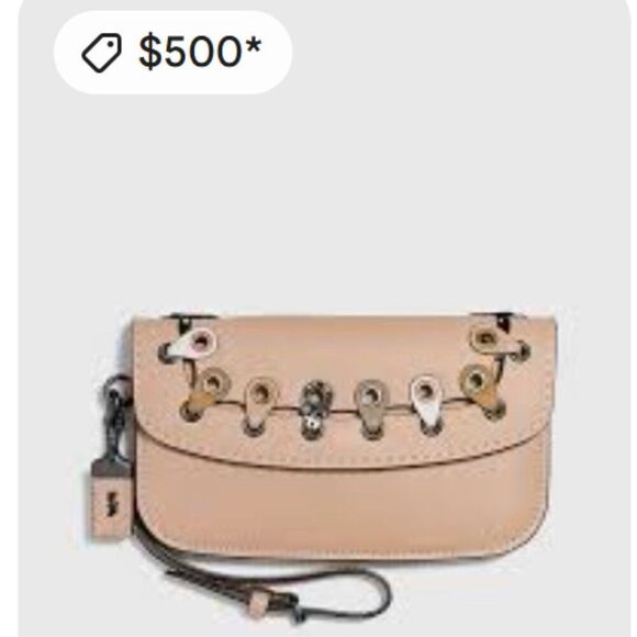 Coach Wristlet Bag Purse Clutch Leather Snakeskin Like New Link Detail Like New! - Picture 2 of 16